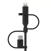 کابل شارژ سریع 1 به 3 USB-A به لایتنینگ، USB-C و Micro-USB بلکین مدل CAC001bt1MBK طول 1متر 1