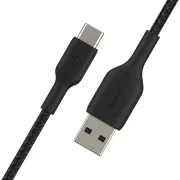 کابل شارژ سریع USB-C به USB-A بلکین مدل CAB002bt2MBK با روکش بافته و طول 2 متر 2