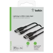 کابل تبدیل USB-A به لایتنینگ بلکین مدل CAA001bt1MBK2PK طول 1 متر مجموعه 2 عددی 2