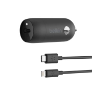 شارژر فندکی شارژ سریع 18 وات بلکین مدل CCA003bt04BK به همراه کابل USB-C به لایتنینگ 3