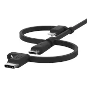 کابل شارژ سریع 1 به 3 USB-A به لایتنینگ، USB-C و Micro-USB بلکین مدل CAC001bt1MBK طول 1متر 3